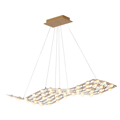 57-Light Gold Dimmable LED Chandelier With White Acrylic Diffusers