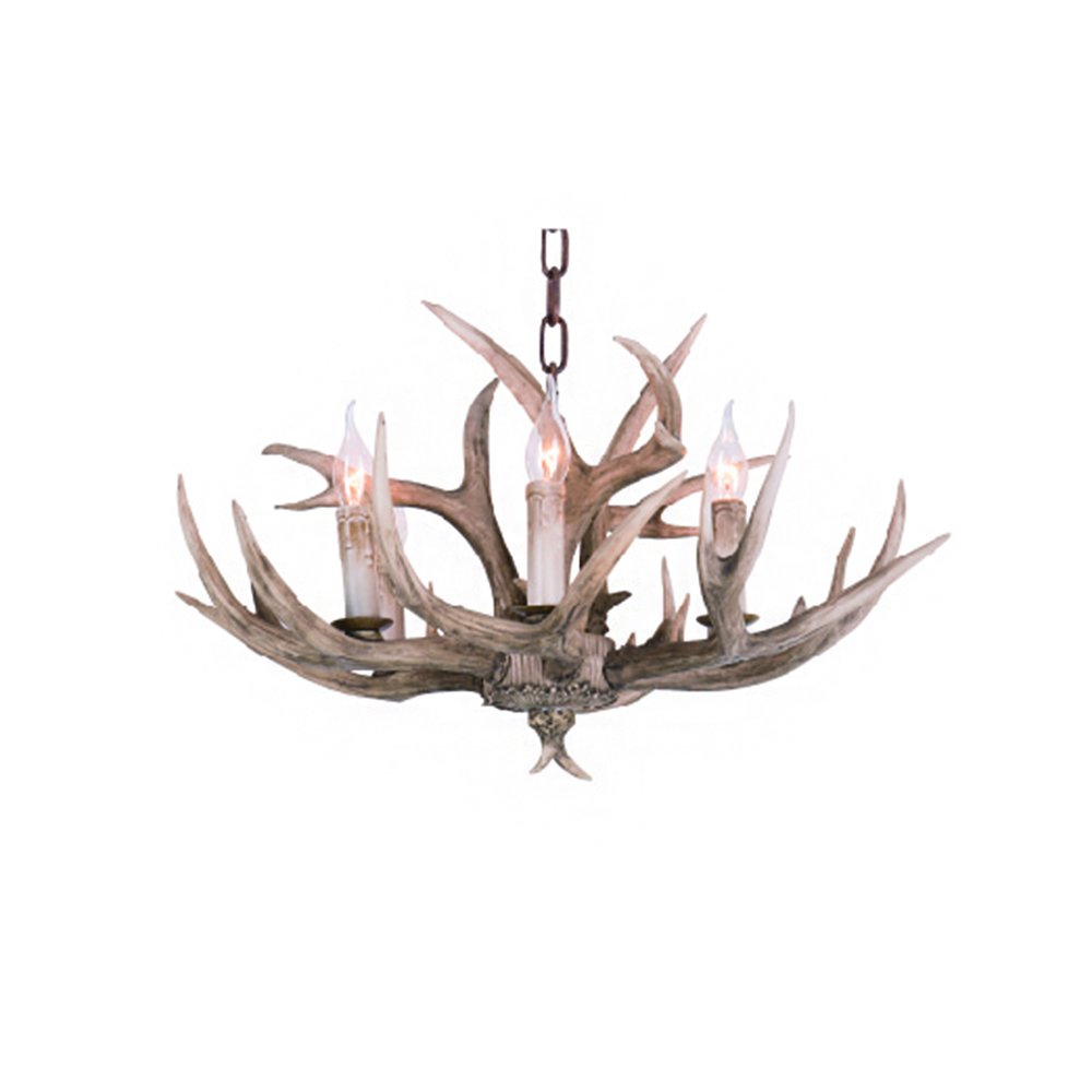 6-Light Bronze Polyresin Antler Horn Chandelier