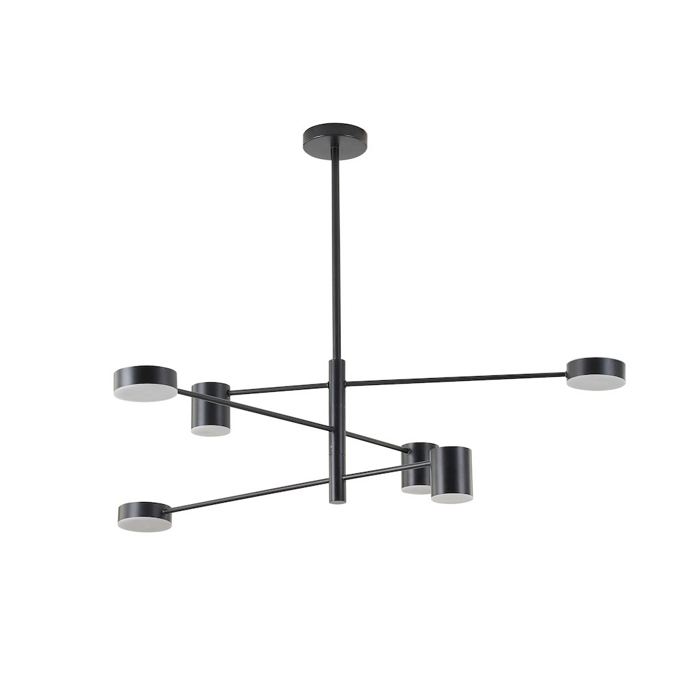 6-Light Black Chandelier With White Acrylic Shades
