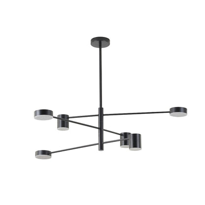 6-Light Black Chandelier With White Acrylic Shades