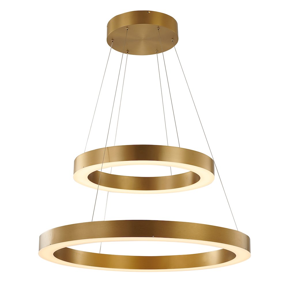 2-Light Gold Stainless Steel LED Chandelier