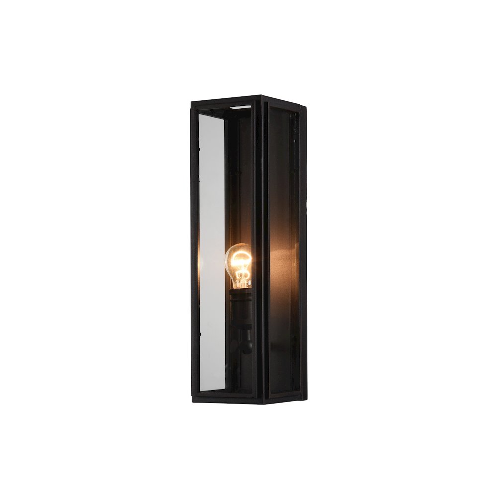 1-Light Black Iron Rectangular Wall Sconce With A Clear Glass Shade
