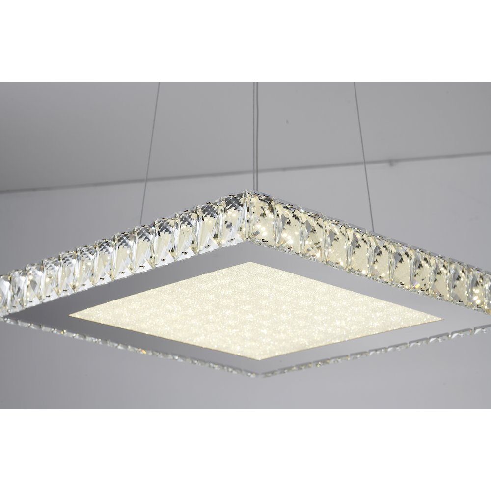1-Light Chrome Dimmable LED Chandelier With Clear Crystals And A Diffuser