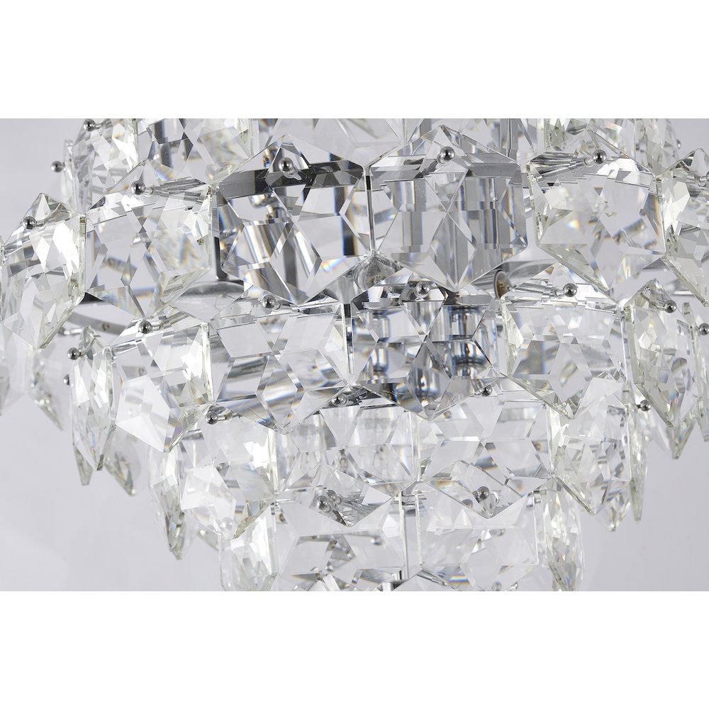 12-Light Chrome Chandelier With Clear Crystals