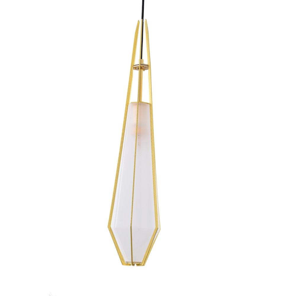 1-Light Gold Aluminum Single Pendant With Frosted Glass