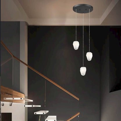3-Light Black Chandelier With White Glass Shades