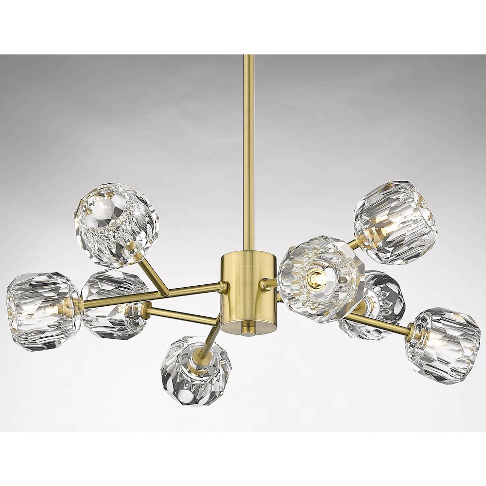 8-Light Gold Chandelier With Clear Crystal Shades