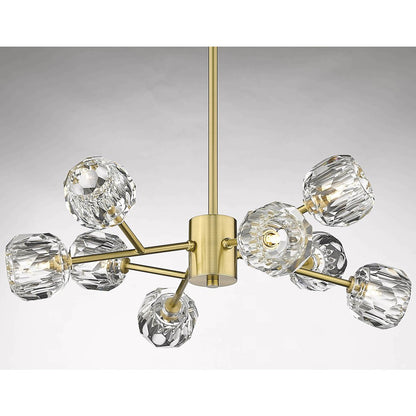 8-Light Gold Chandelier With Clear Crystal Shades