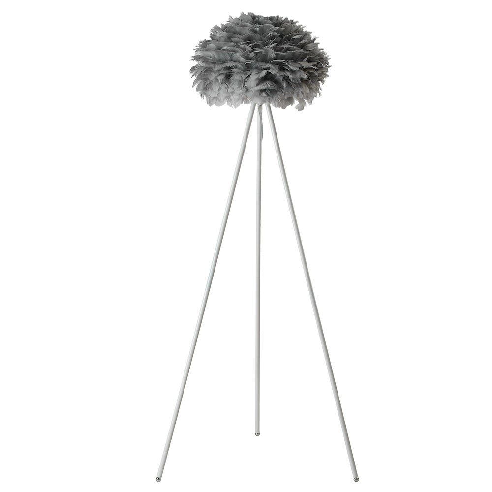 1-Light Grey Goose Feather Ball Floor Lamp With A White Iron Frame