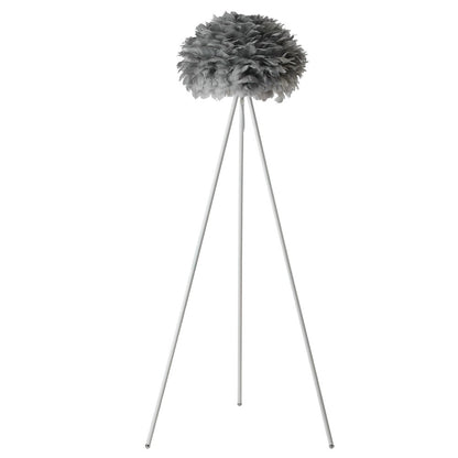 1-Light Grey Goose Feather Ball Floor Lamp With A White Iron Frame