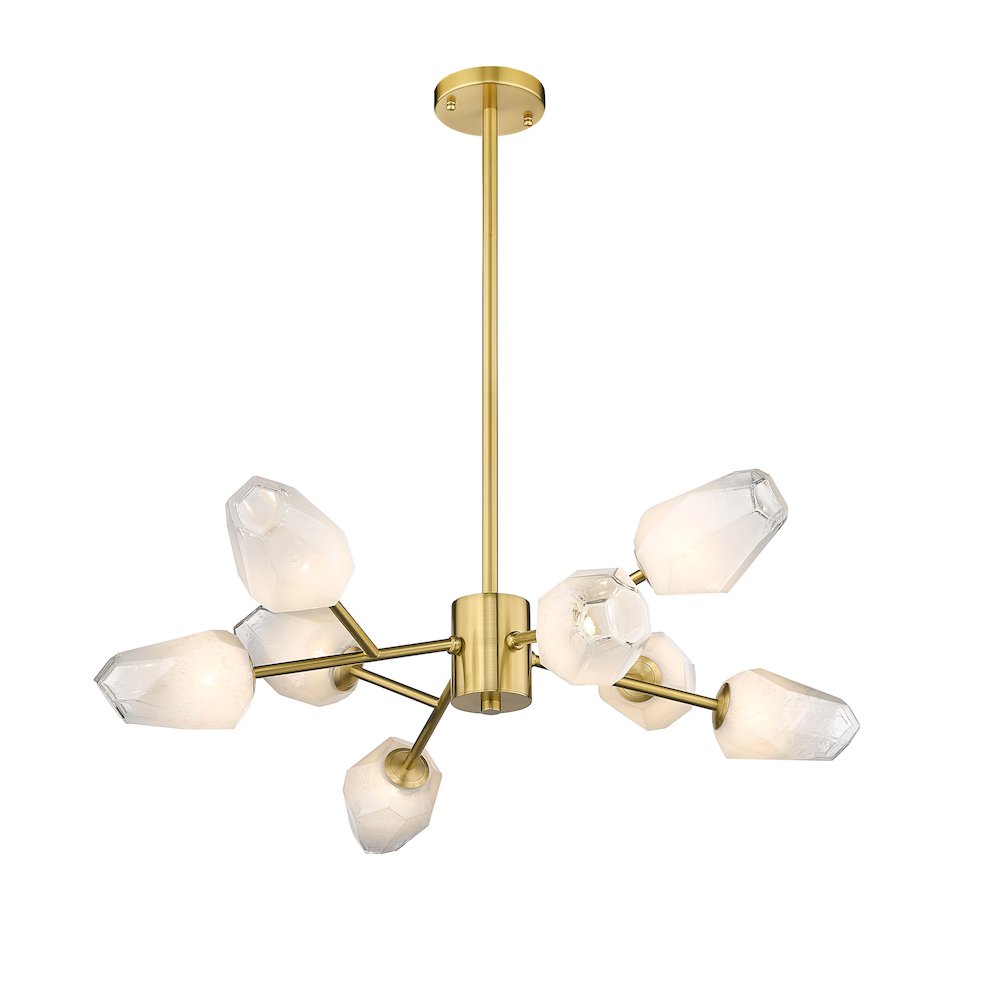 8-Light Gold Chandelier With White Glass Shades