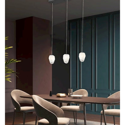 3-Light Black Chandelier With White Glass Shades