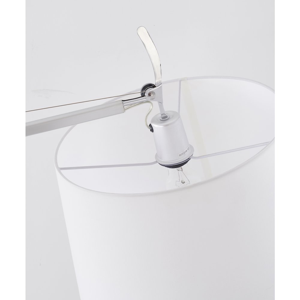 1-Light Chrome Floor Lamp With A White Linen Drum