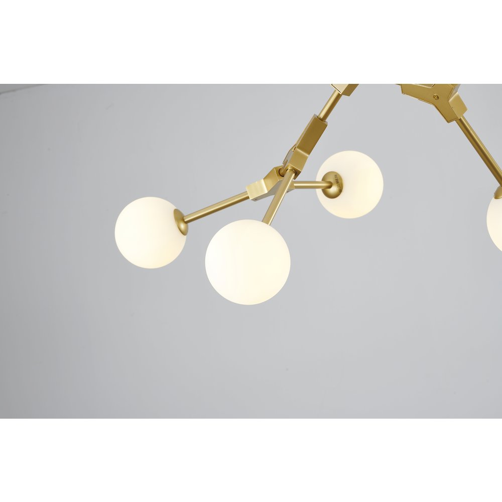 6-Light Gold Chandelier With White Glass Shades
