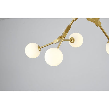 6-Light Gold Chandelier With White Glass Shades