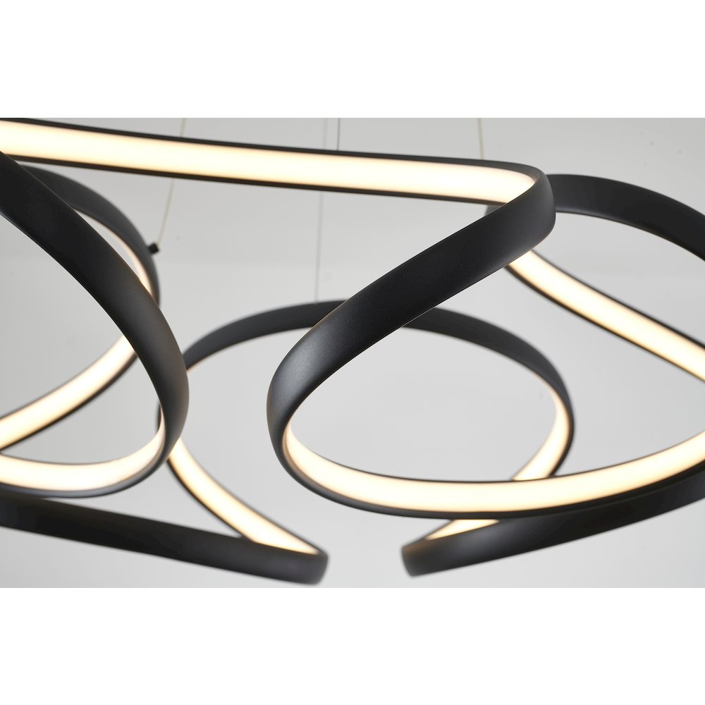5-Light Matte Black LED Chandelier With White Acrylic Diffusers