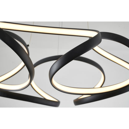 5-Light Matte Black LED Chandelier With White Acrylic Diffusers