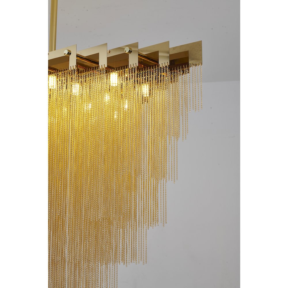 20-Light Gold Chandelier With Hanging Aluminum Chains
