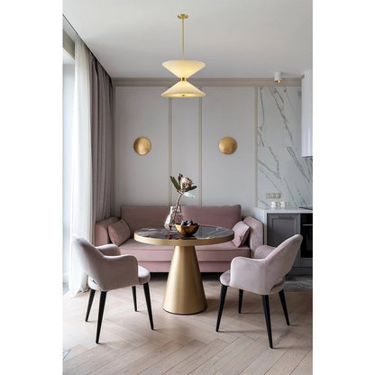 8-Light Satin Brass Pendant Lighting With White Frosted Glass Shades