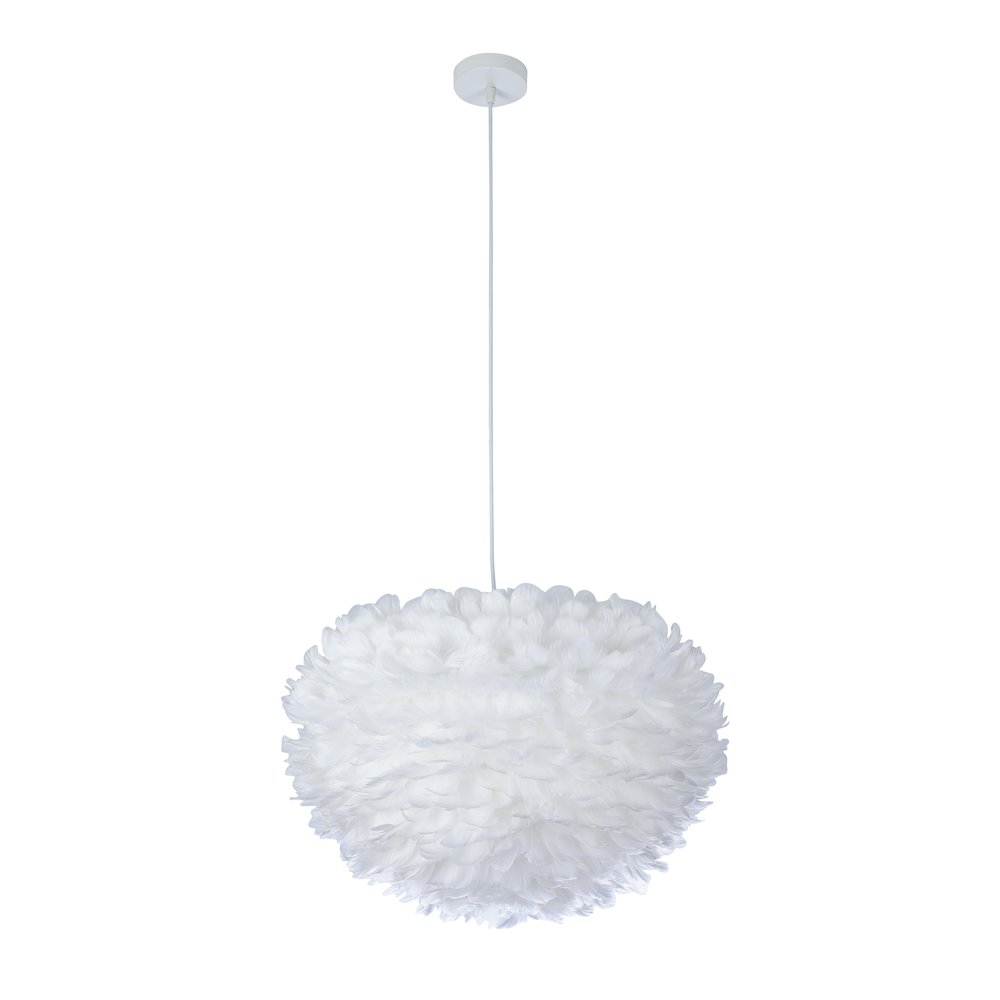 1-Light White Goose Feather Ball Chandelier With White Hardware