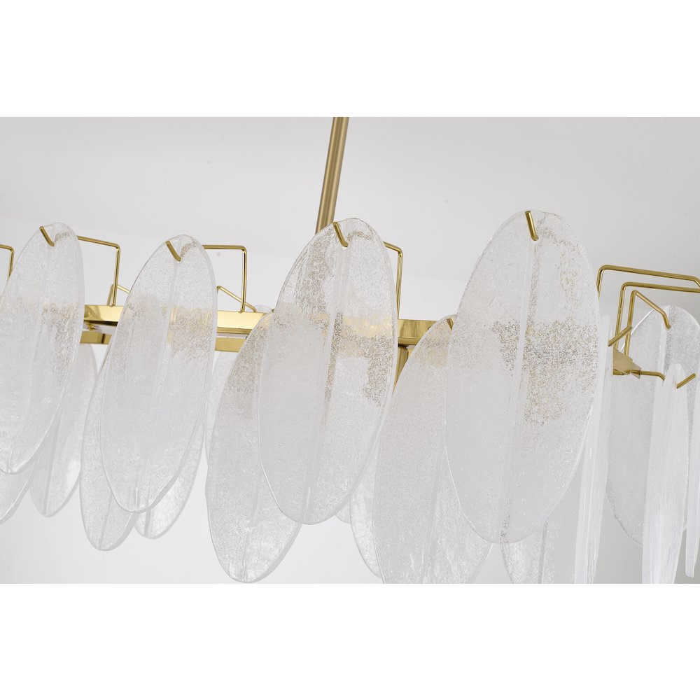 8-Light Brass Chandelier With Frosted Glass