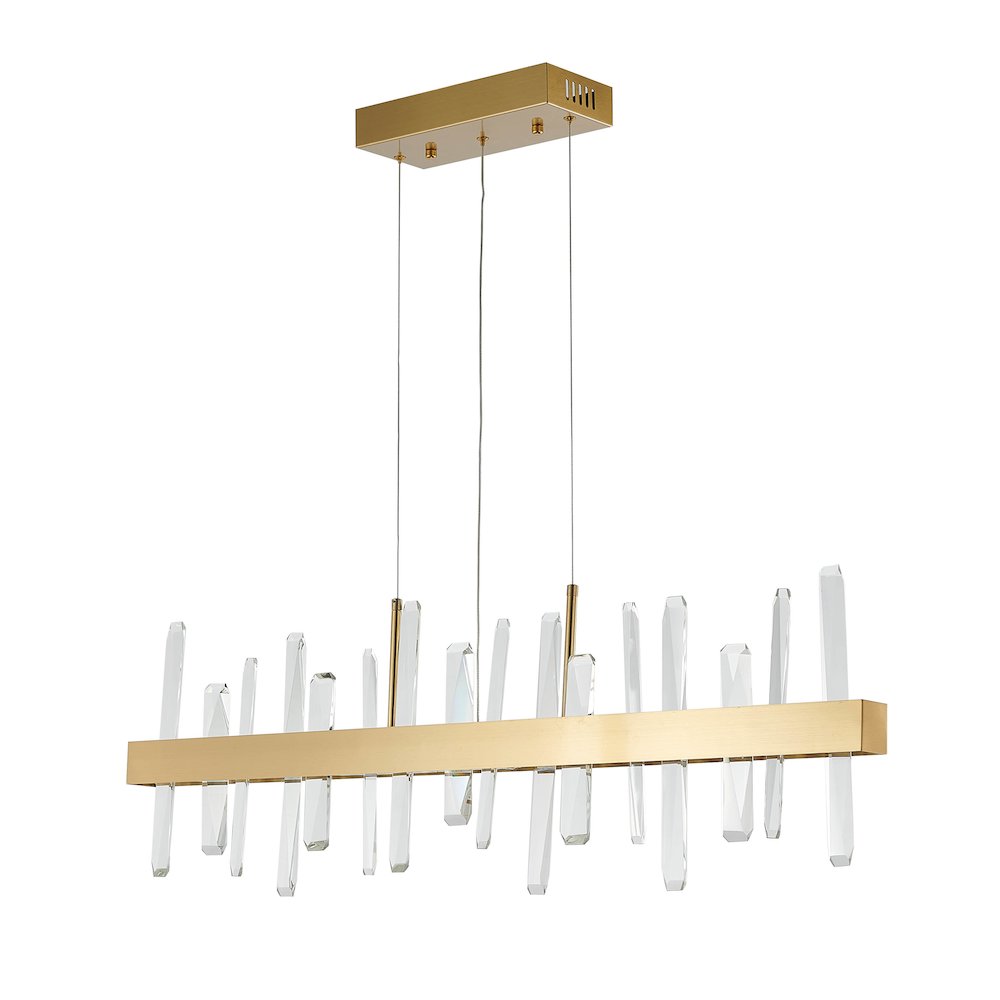 1-Light Gold Stainless Steel LED Chandelier With Clear Crystals