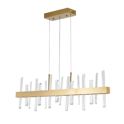 1-Light Gold Stainless Steel LED Chandelier With Clear Crystals