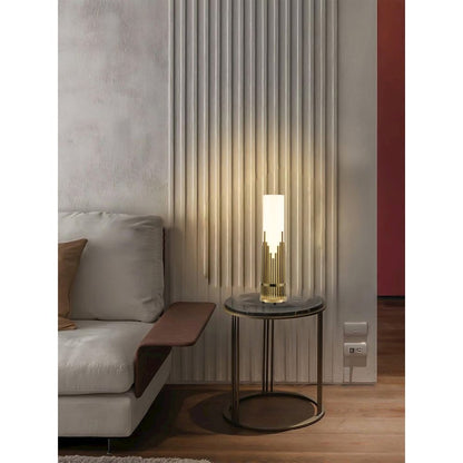 2-Light Champagne Gold Stainless Steel Table Lamp With A White Acrylic Shade