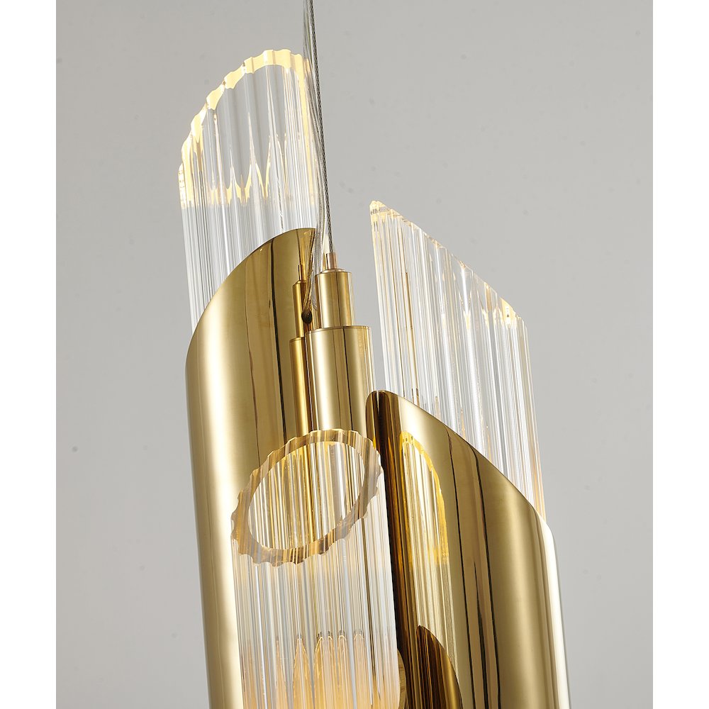 6-Light Gold Single Pendant With Clear Glass Shades