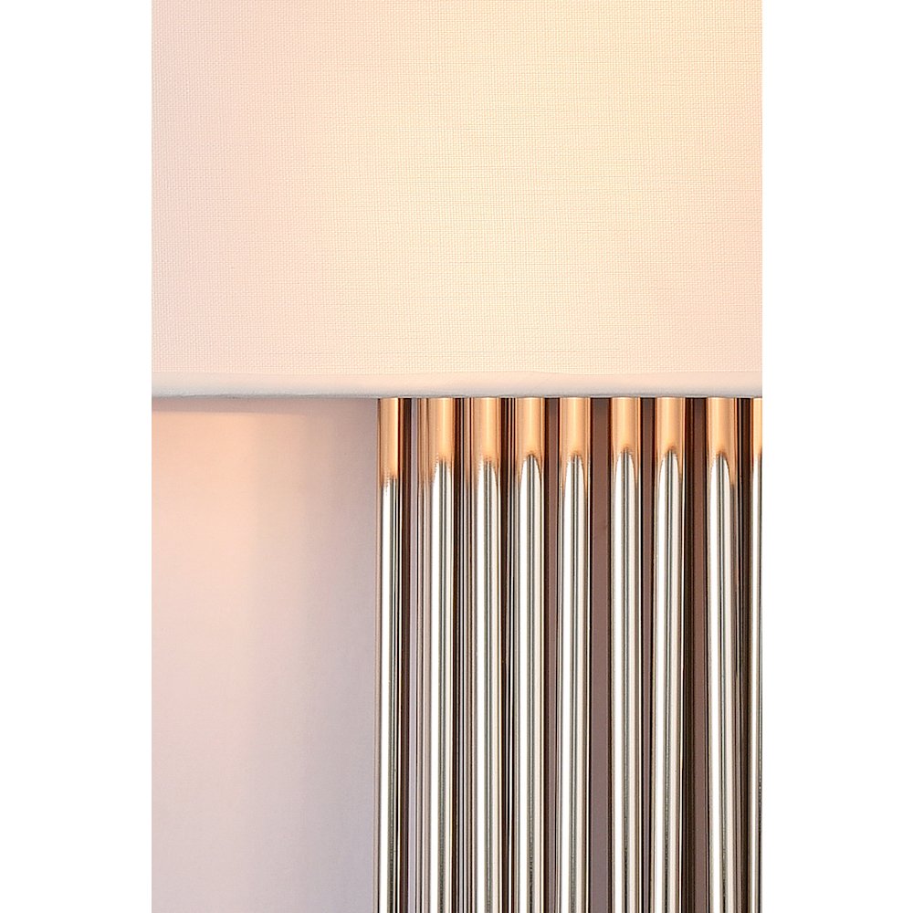 2-Light Chrome Rod Wall Sconce With A White Shade