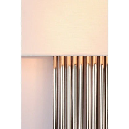 2-Light Chrome Rod Wall Sconce With A White Shade