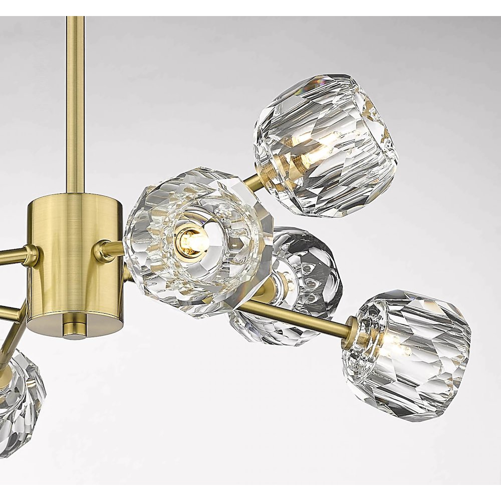8-Light Gold Chandelier With Clear Crystal Shades