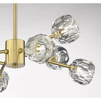 8-Light Gold Chandelier With Clear Crystal Shades