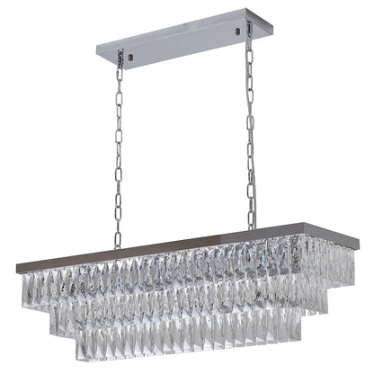 12-Light Chrome Metal Chandelier With Clear Crystal
