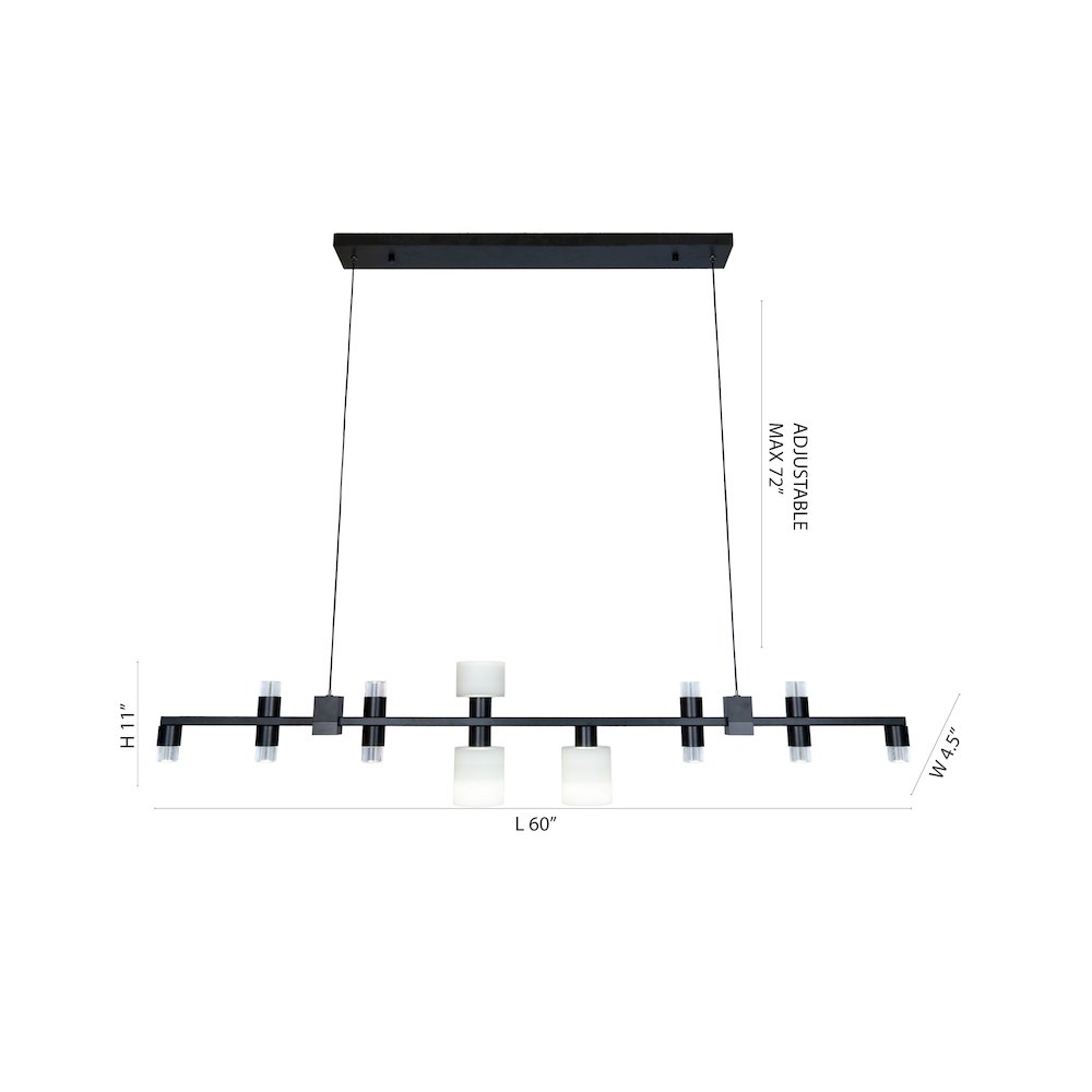 13-Light Black LED Chandelier With Glass Shades