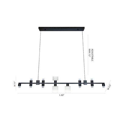 13-Light Black LED Chandelier With Glass Shades