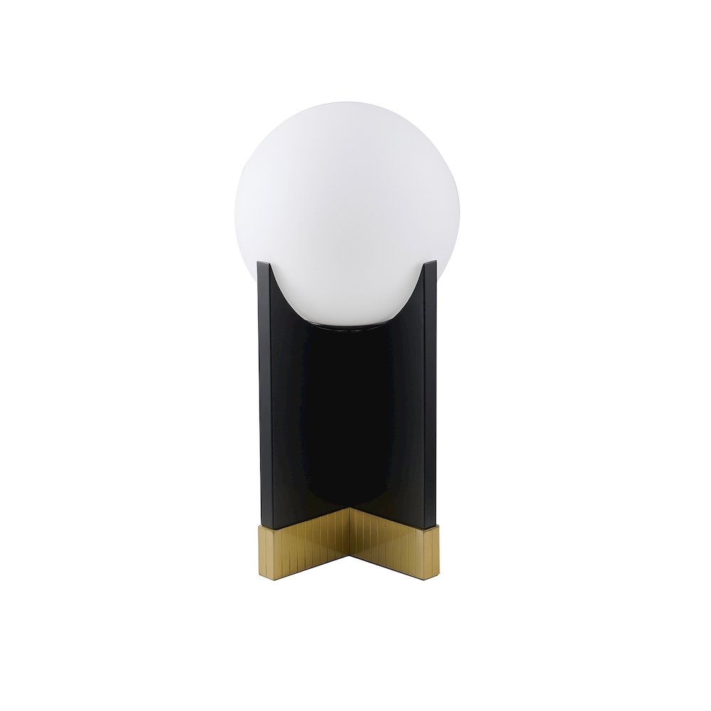 1-Light Table Lamp With A Stain Brass Base, Black Iron Body