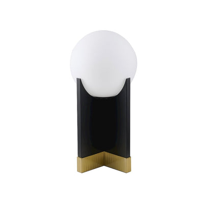 1-Light Table Lamp With A Stain Brass Base, Black Iron Body