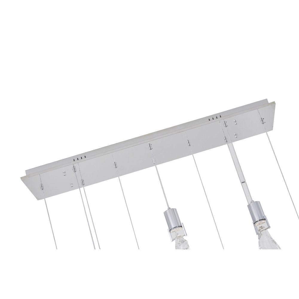 10-Light Chrome Chandelier With Clear Crystal Stones