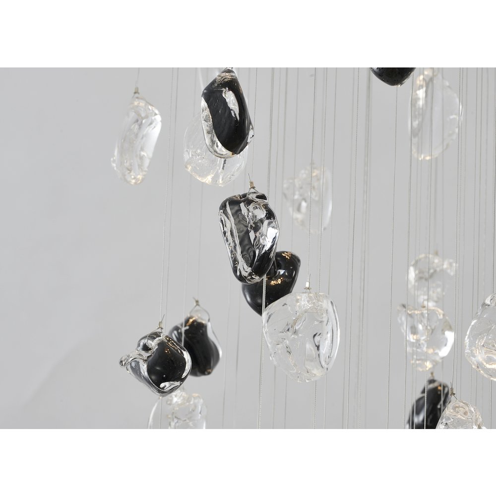 9-Light Chrome Chandelier With Clear And Amber Glass Stones