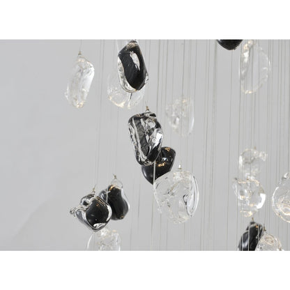 9-Light Chrome Chandelier With Clear And Amber Glass Stones