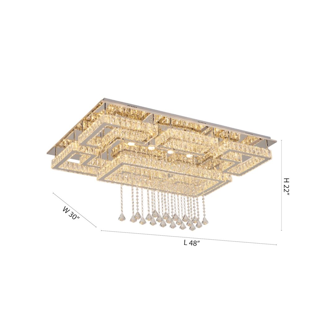 8-Light Chrome LED Flush Mount With Clear Crystal Accents