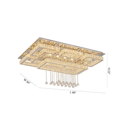 8-Light Chrome LED Flush Mount With Clear Crystal Accents