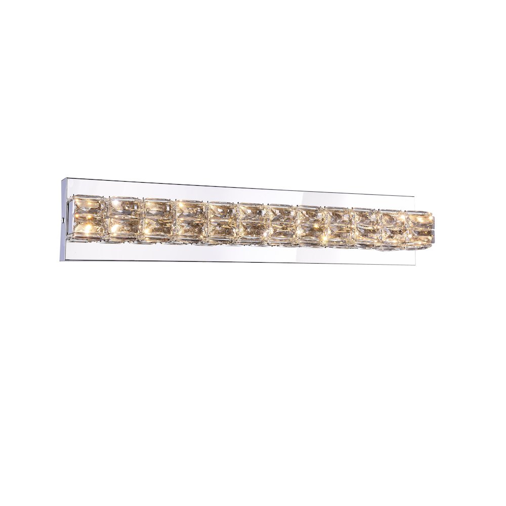 1-Light Chrome Wall Sconce With Clear Crystal Accents