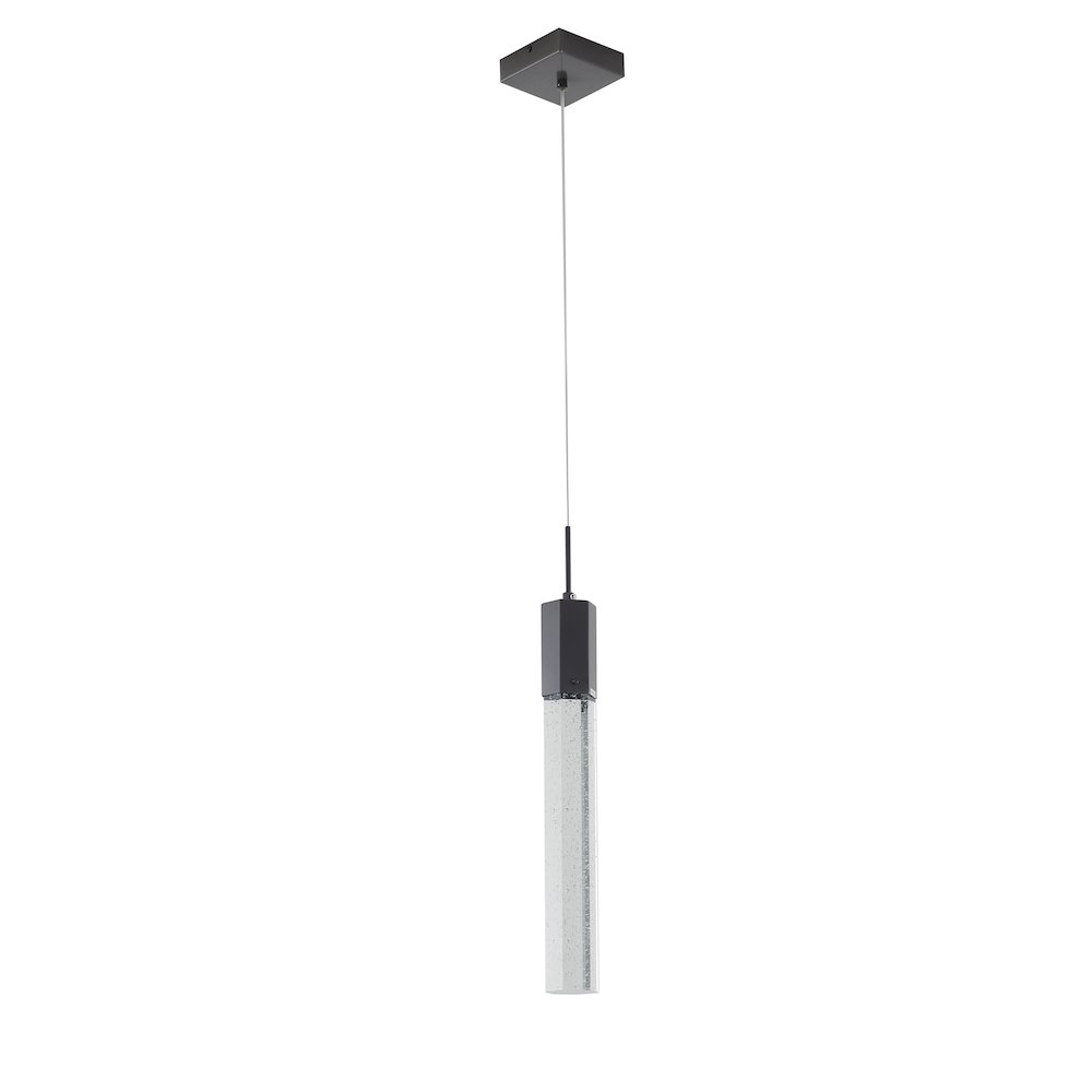 1-Light  Black Single Pendant With A Clear Bubble Crystal