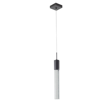 1-Light  Black Single Pendant With A Clear Bubble Crystal