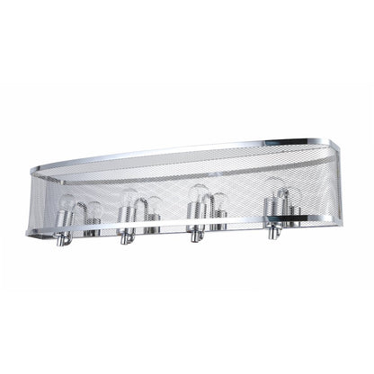 4-Light Chrome Wall Sconce With A Metal Mesh Shade