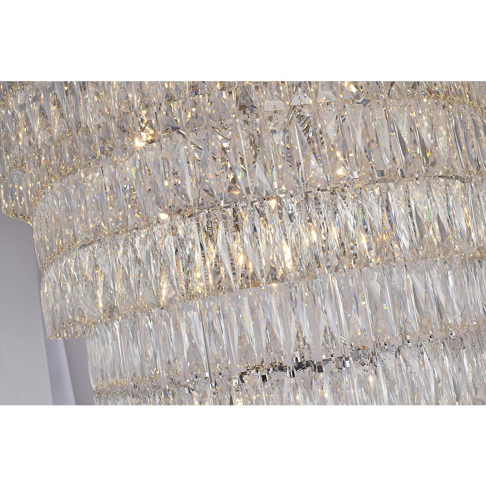 42-Light Chrome Chandelier With Clear Crystals