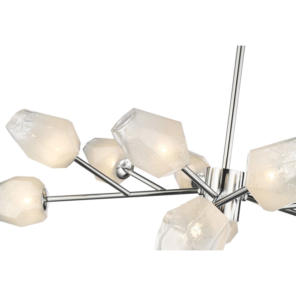 12-Light Chrome Chandelier With White Glass Shades