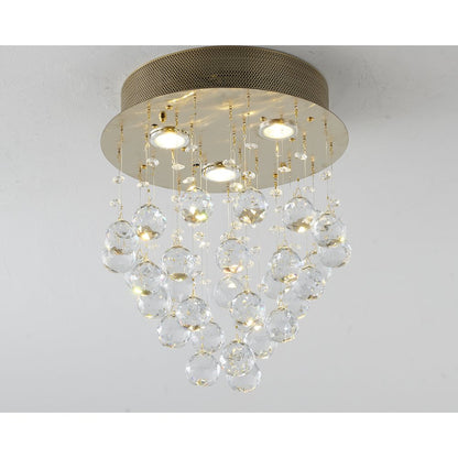 3-Light Gold Flush Mount With Clear Crystals